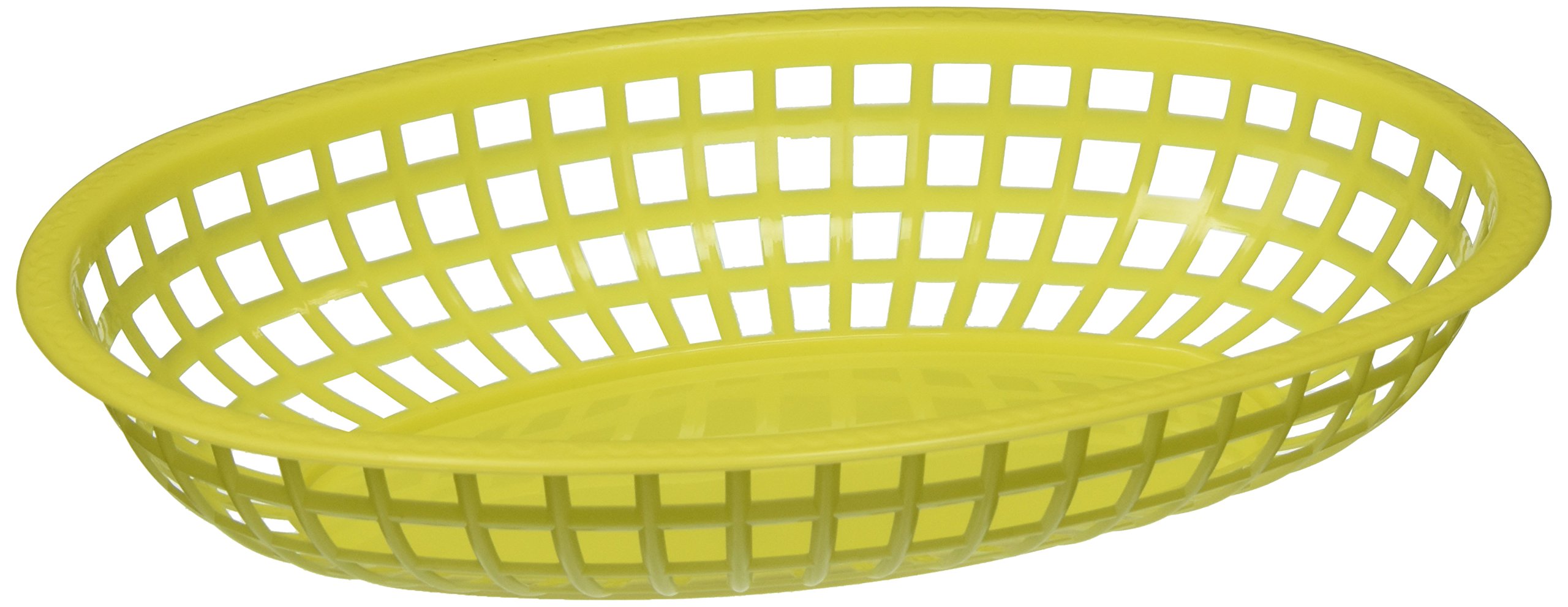 Winco Oval Fast Food Baskets, 10.25-Inch by 6.75-Inch by 2-Inch, Yellow, Pack of 12