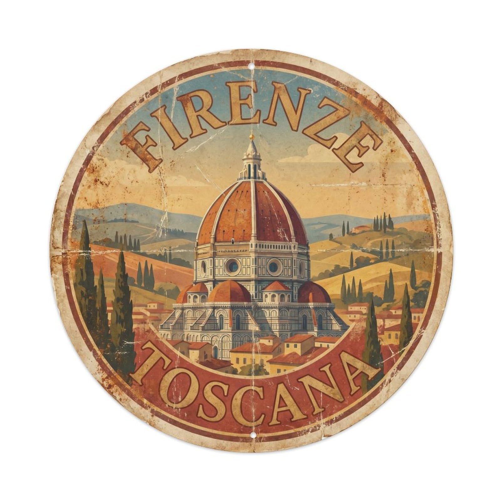 Vintage Travel Florence Duomo Cathedral 3 Metal Tin Sign Plaque