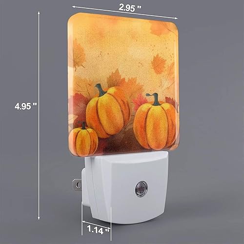 Miniatura 2 de Juego de 2 luces de noche de Acción de Gracias con diseño de calabazas, mariposas, hojas de arce, girasoles de otoño, sensor automático, luces LED