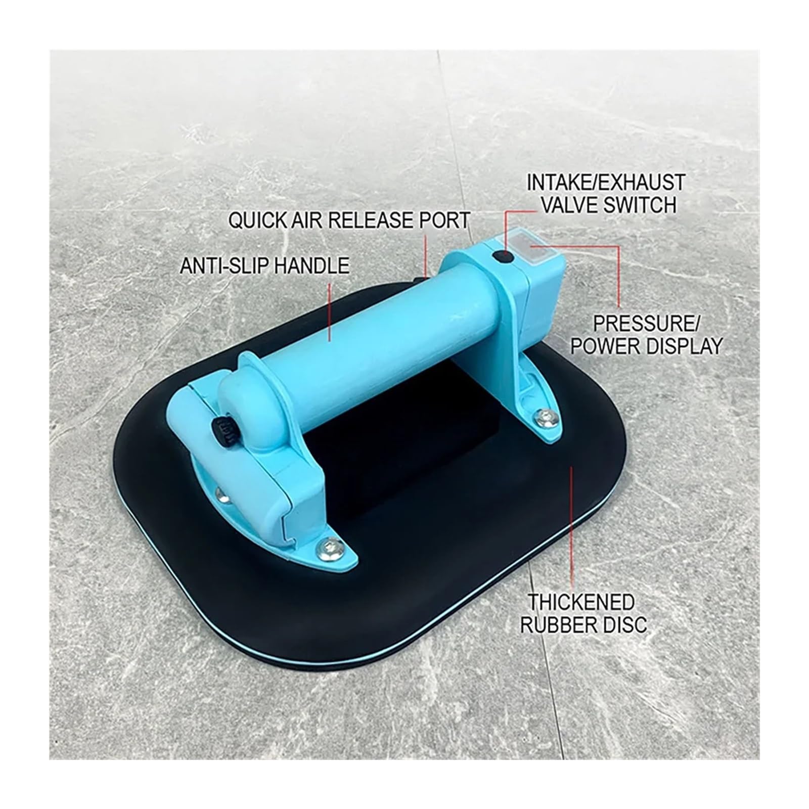 Ventosa de vacío eléctrica con ventosa azul, pantalla Digital inteligente, 200kg Elevación de paneles de madera