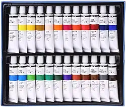 H&B Kit de Pintura a Óleo, 24 Cores Vibrantes, Bisnaga 12ml, para Tela e Arte