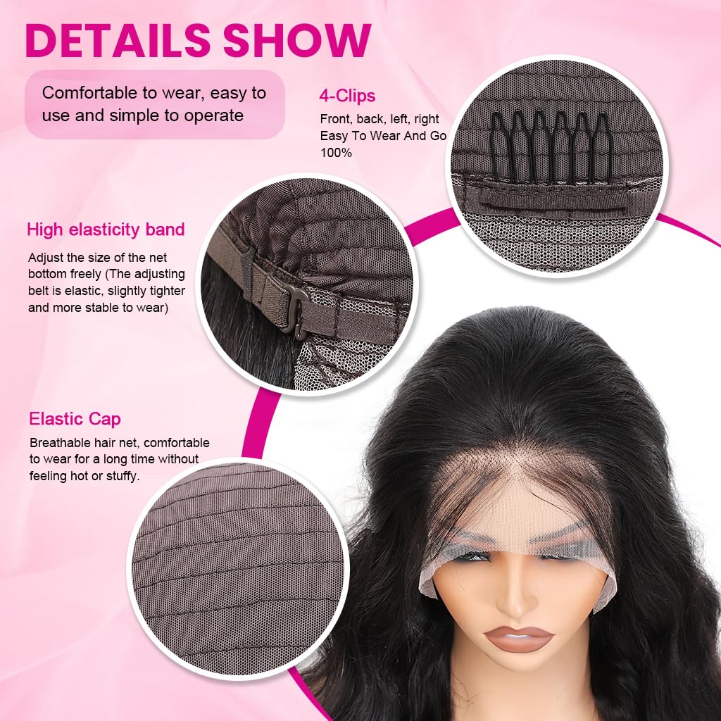 Aaliweya Closure Wigs Human Hair 5x5 HD Lace Closure Wig for Women Glueless Body Wave Lace Front Wig 180% Density Pre Plucked Super Soft Full and Thick Black Color 36inch