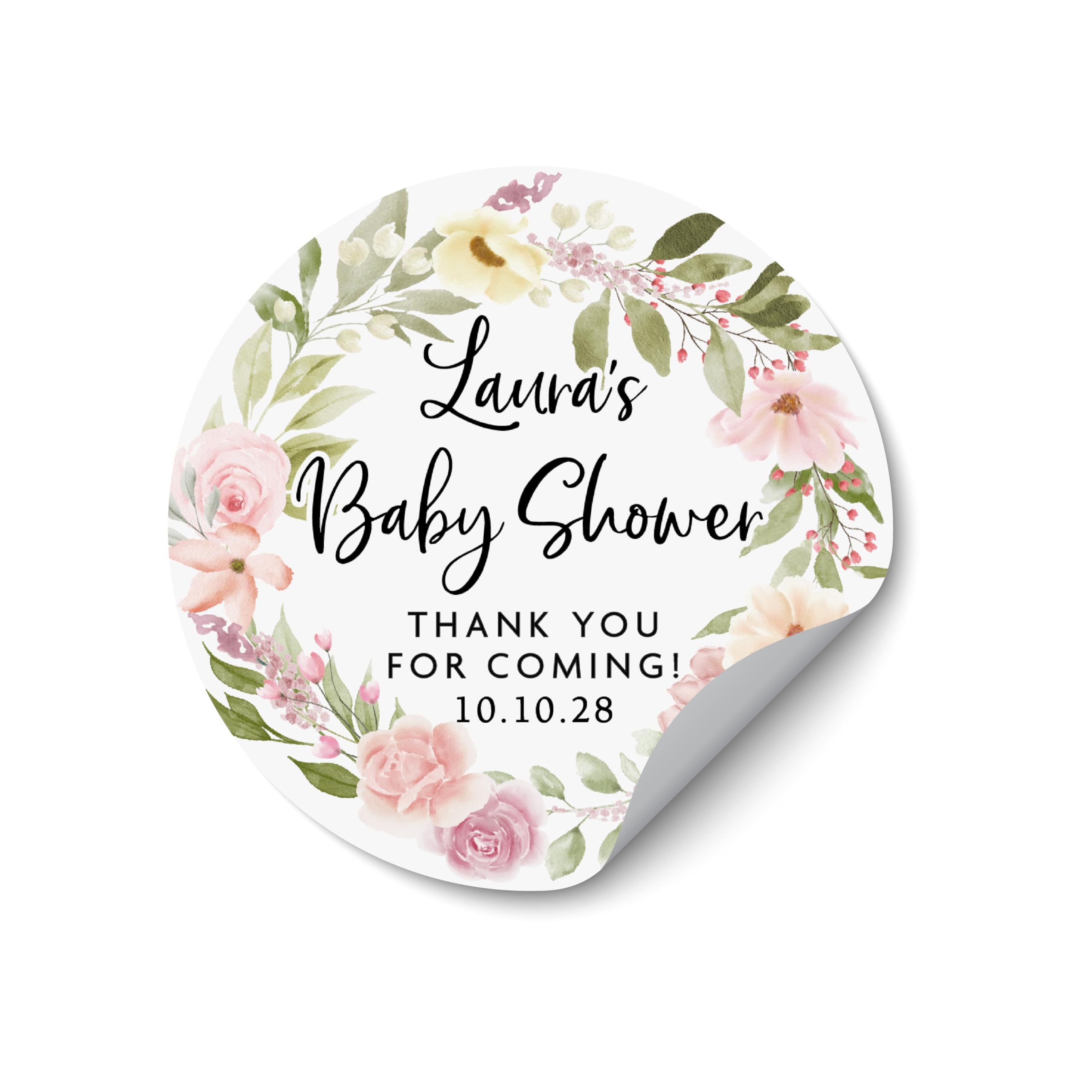 Pink Floral Baby Stickers, Custom It's A Girl Stickers, Personalised Baby Girl Floral Stickers, New Baby Sticker Tags for Baby Celebration - BS28