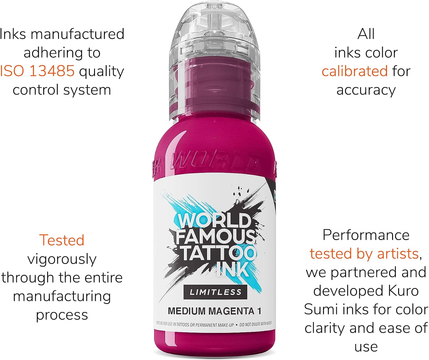 World Famous Tattoo Ink Limitless - Medium Magenta 1 - Professional Tattoo Ink & Tattoo Supplies - Skin-Safe Permanent Tattooing in Bold Shades - Vegan & Non-Toxic (1 oz)