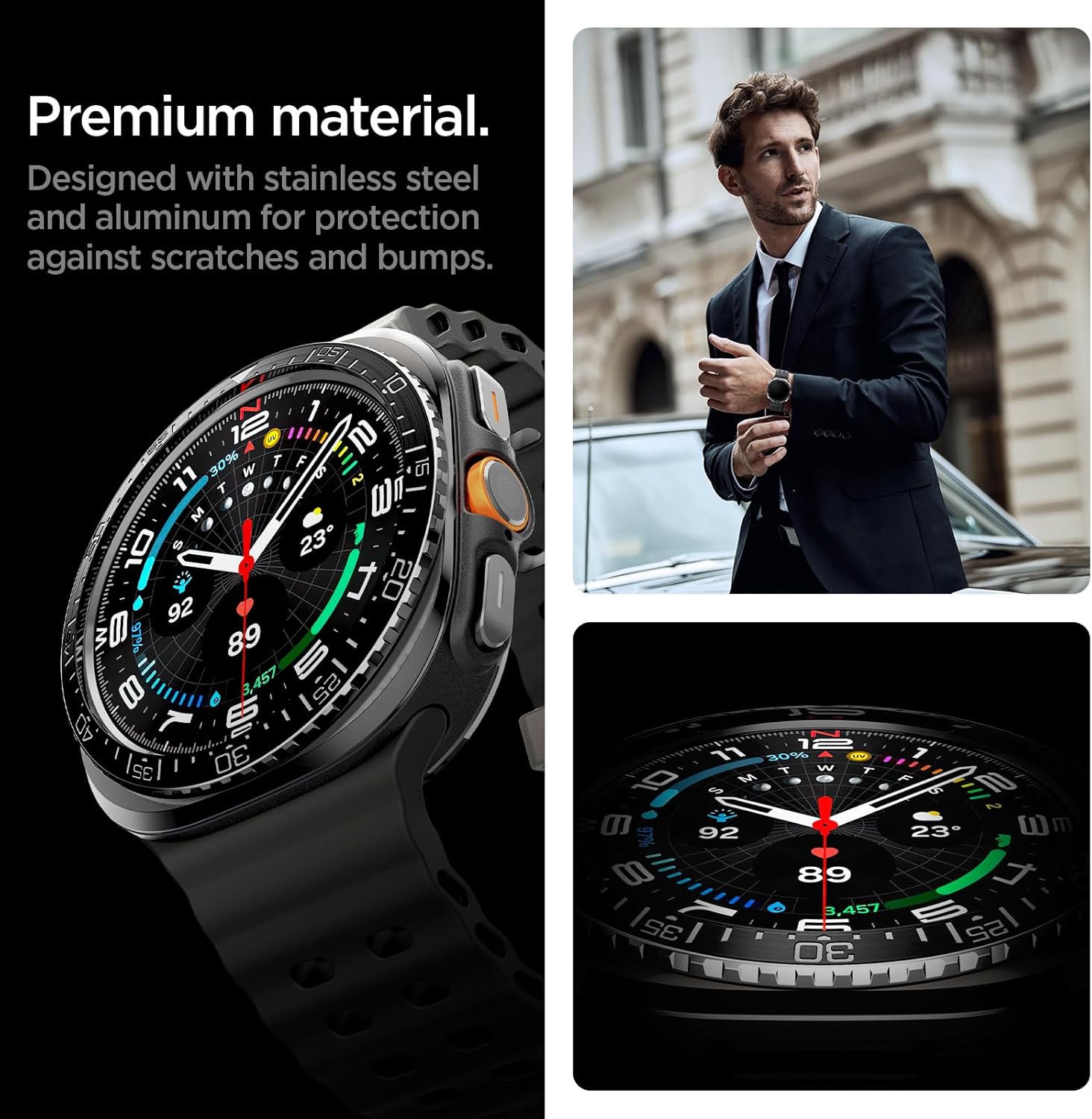 Spigen Bezel Tune Designed for Samsung Galaxy Watch Ultra 47mm Bezel Ring Protector Adhesive Cover (2025/2024) - Black