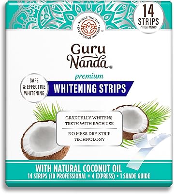 GuruNanda Teeth Whitening Strips - 7-Day Treatment with Non-Slip, Dry Strip Technology - Whitening Designed with Care for a Brighter Smile