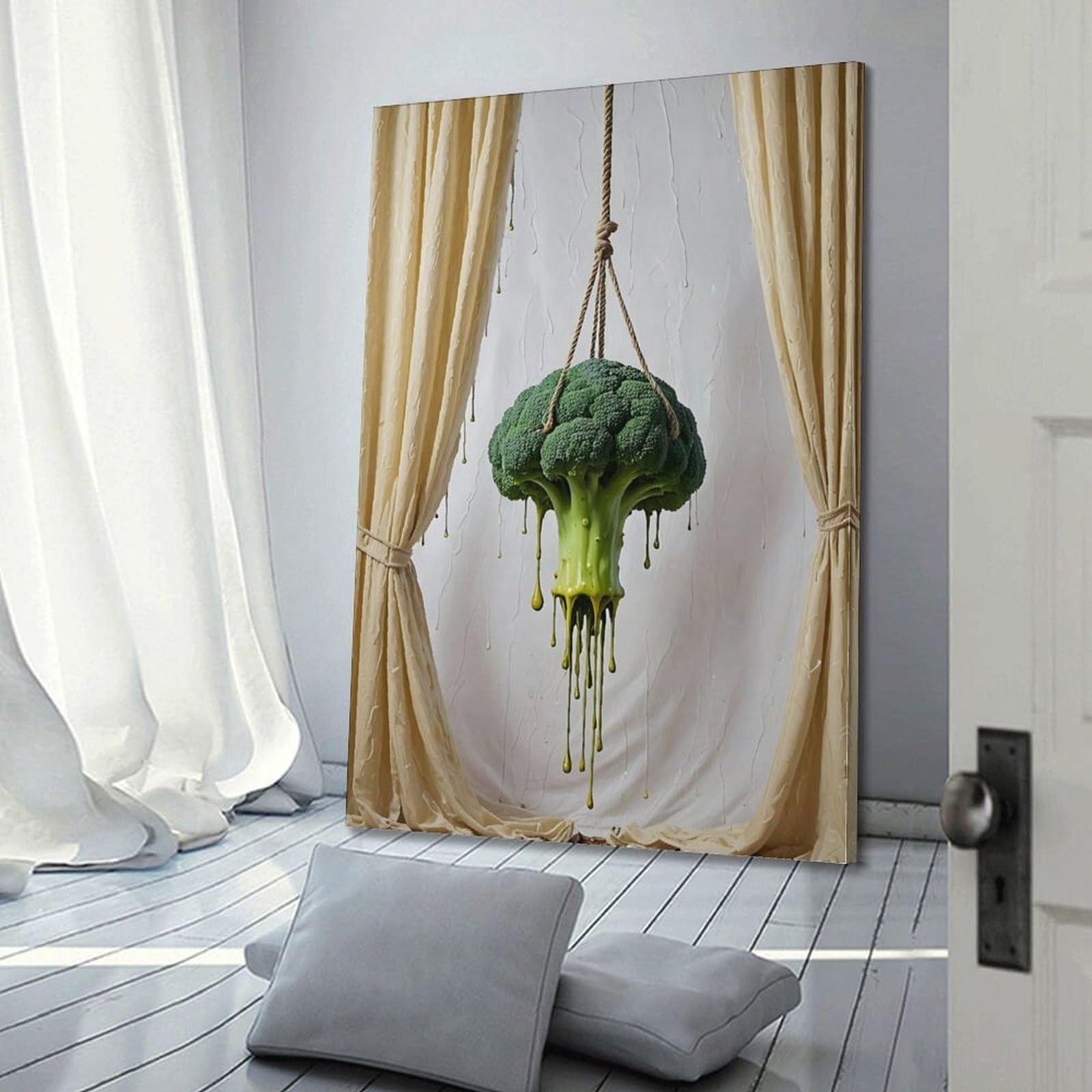 DLJGDS Surreal Wandposter zum Aufhängen, Brokkoli-Gemüse, dekoratives Gemälde, Leinwand, Wandposter und moderne Familienschlafzimmer-Dekoration, 50 x 75 cm