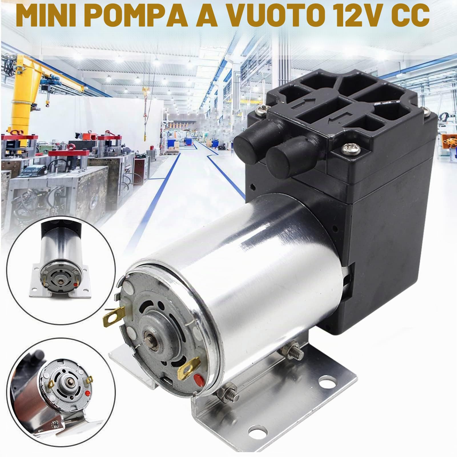 Tyenaza Pompa per Vuoto 12V, Mini Pompa a Vuoto a Pressione, 5L/Min 120Kpa Pompa di Aspirazione del Vuoto con Pompaggio di Aspirazione a Pressione Negativa con Supporto