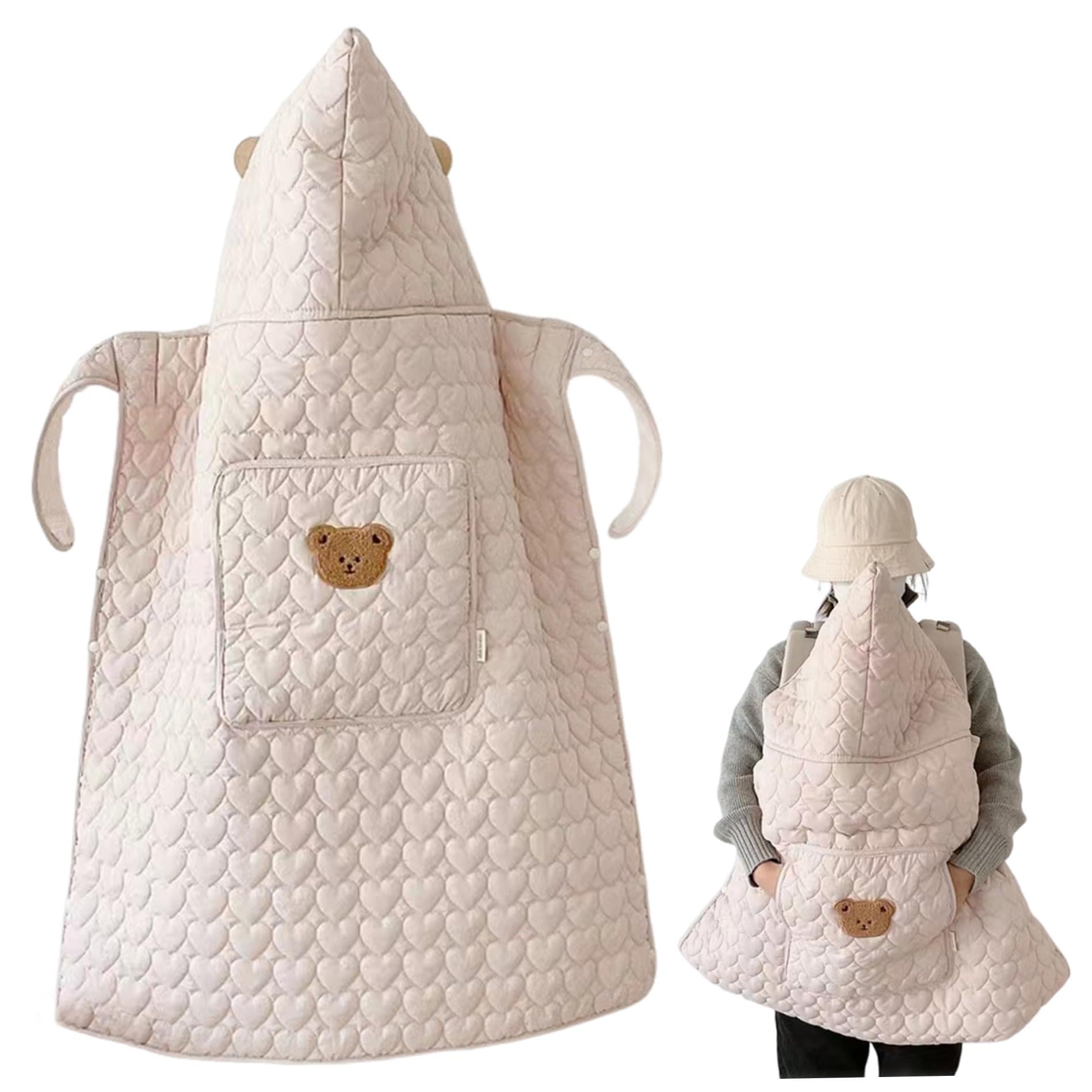 Gcroet Copertura per Invernale Calda Antivento per Coperta per Passeggino con Motivo a Cuore Carino con Tasca Morbida e addensata per seggiolino Auto per l'inverno all'aperto ..