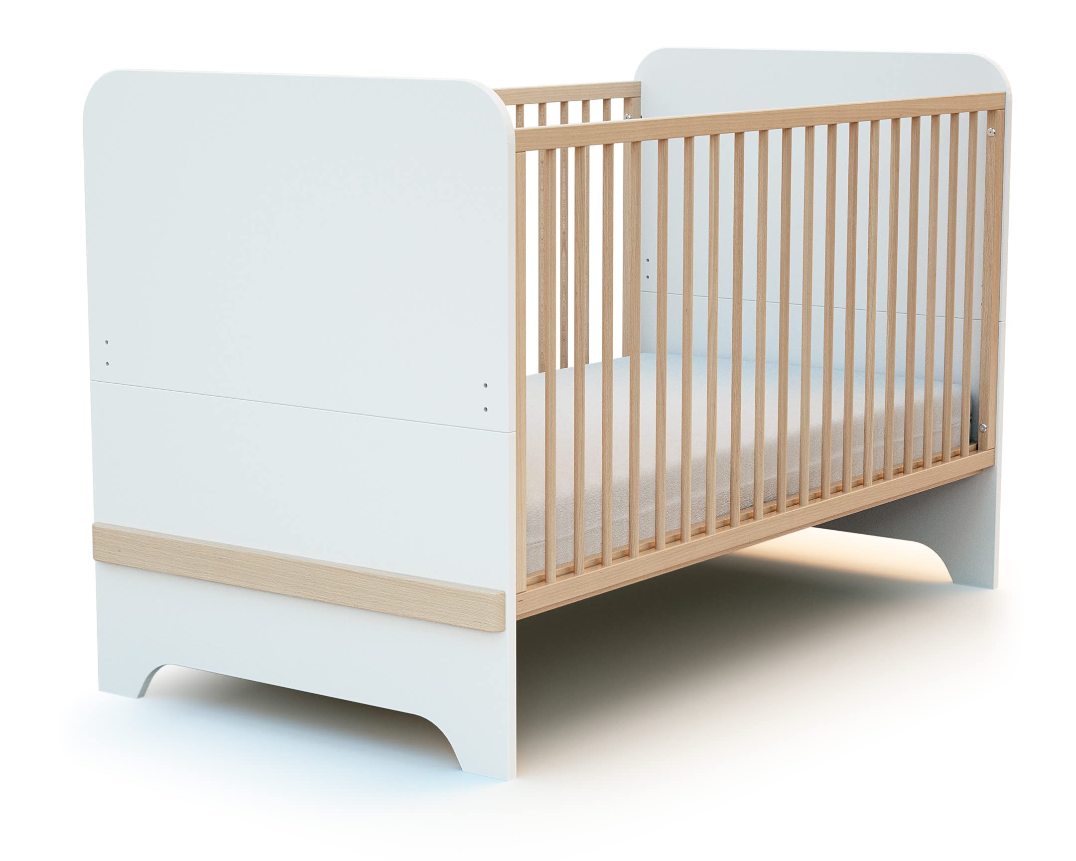 AT4 - Habitación bebé completa CARROUSEL madera - Blanco/Haya Barnizada - 70 x 140-147,5 x 78 x 93,5/79 x 65,5 x 94/51 x 96 x 176 cm