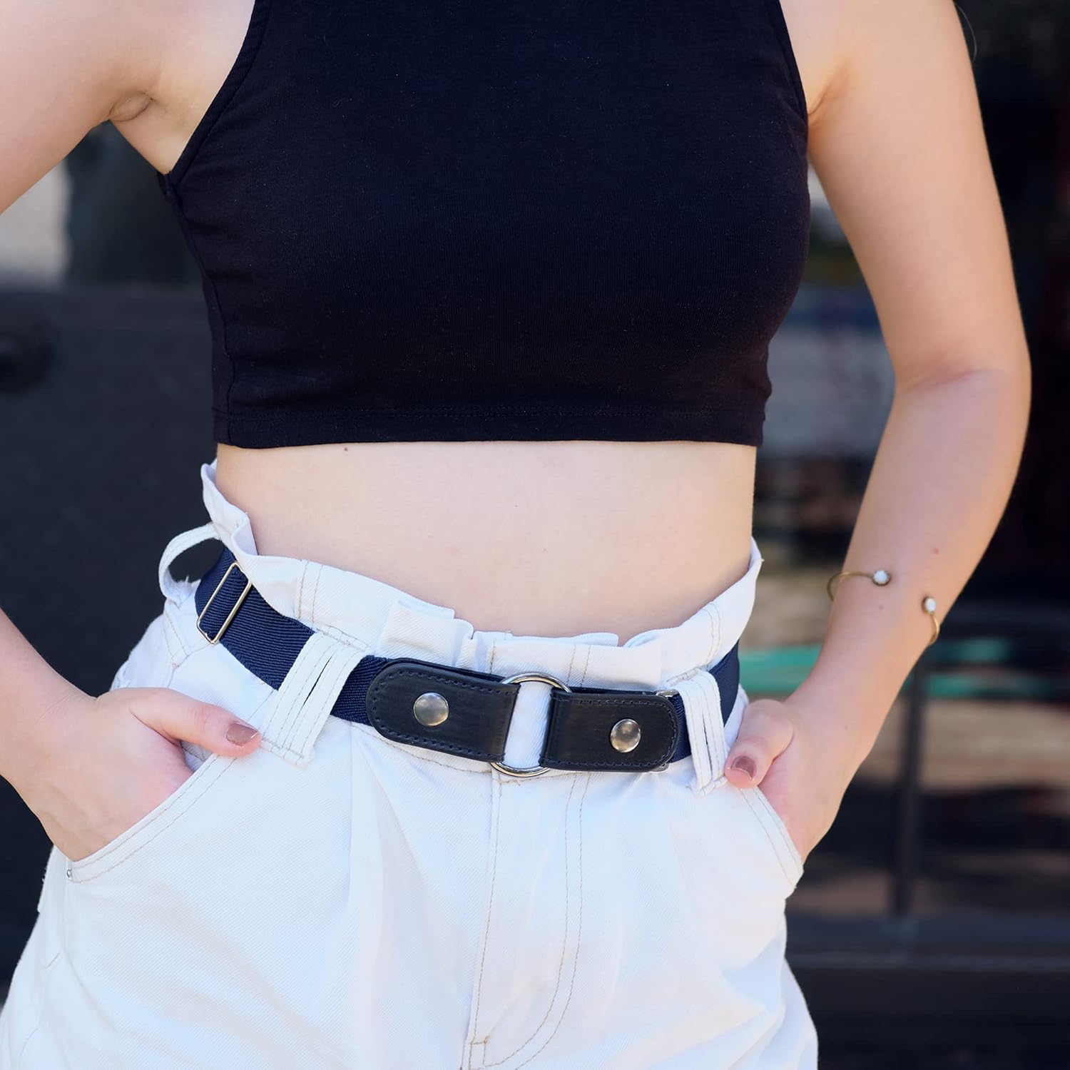 No Buckle Stretch Belt for Women - No Bulge, No Hassle, Comfortable & Adjustable Elastic Belt for Women XS to XXL