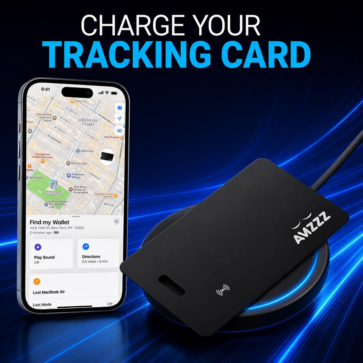 Cargador inalámbrico para iPhone, AirPods, tarjeta de seguimiento de 15 W, entrada plana de carga rápida tipo C, protección de seguridad inteligente (1, negro)