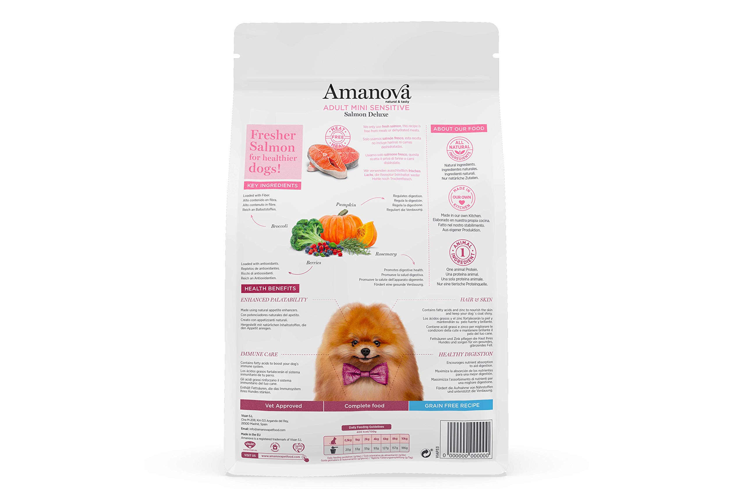 Amanova Super Premium Hundefutter – 7 Kg, Frischer Lachs, Getreidefrei & Hypoallergen | Für Erwachsene Hunde