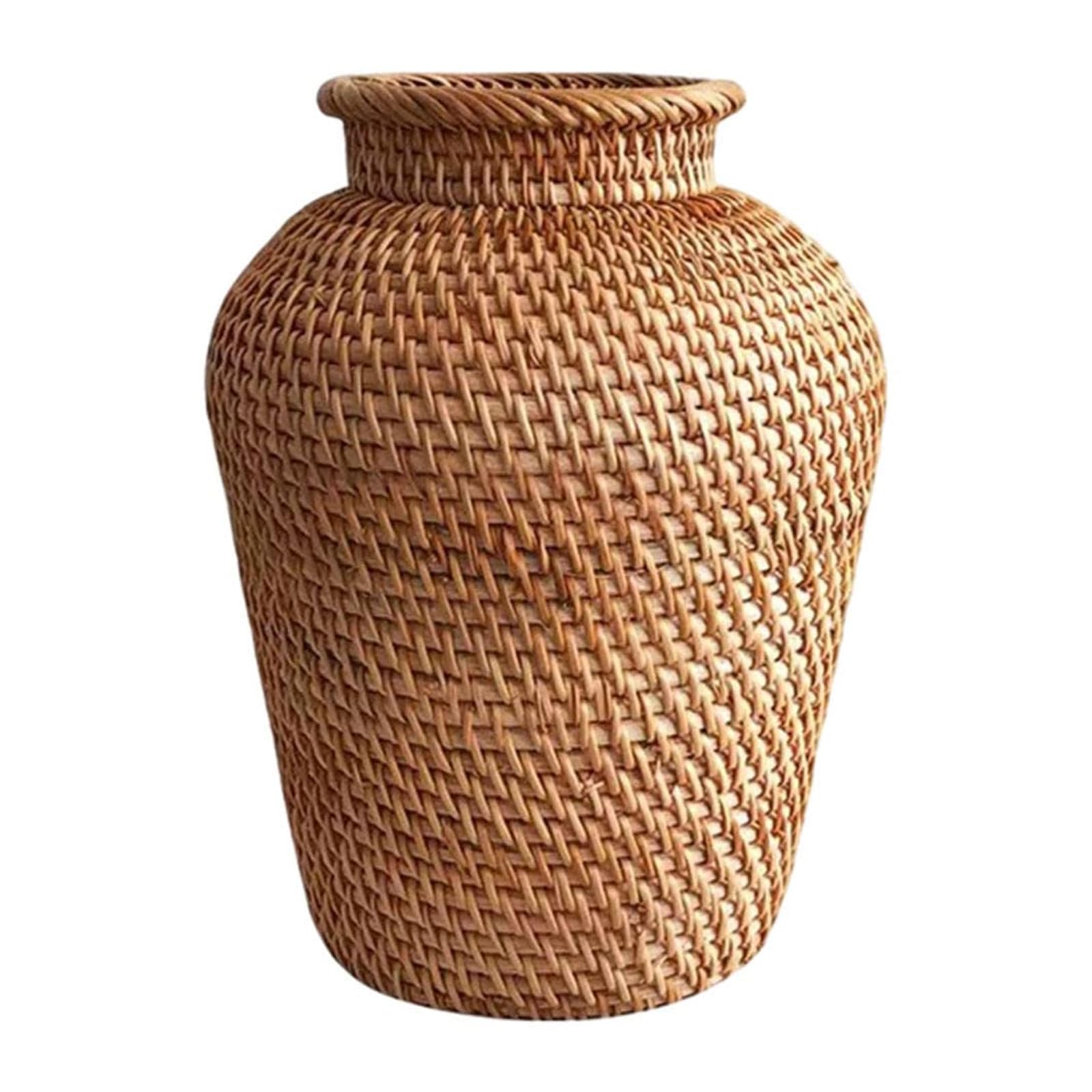 Nucelit Woven Flower Vases Basket Pastoral Rattan Vases Weaving Room Flowers Arrangers Gypsophila Dried Flower Vase Tabletop Decorative Vase