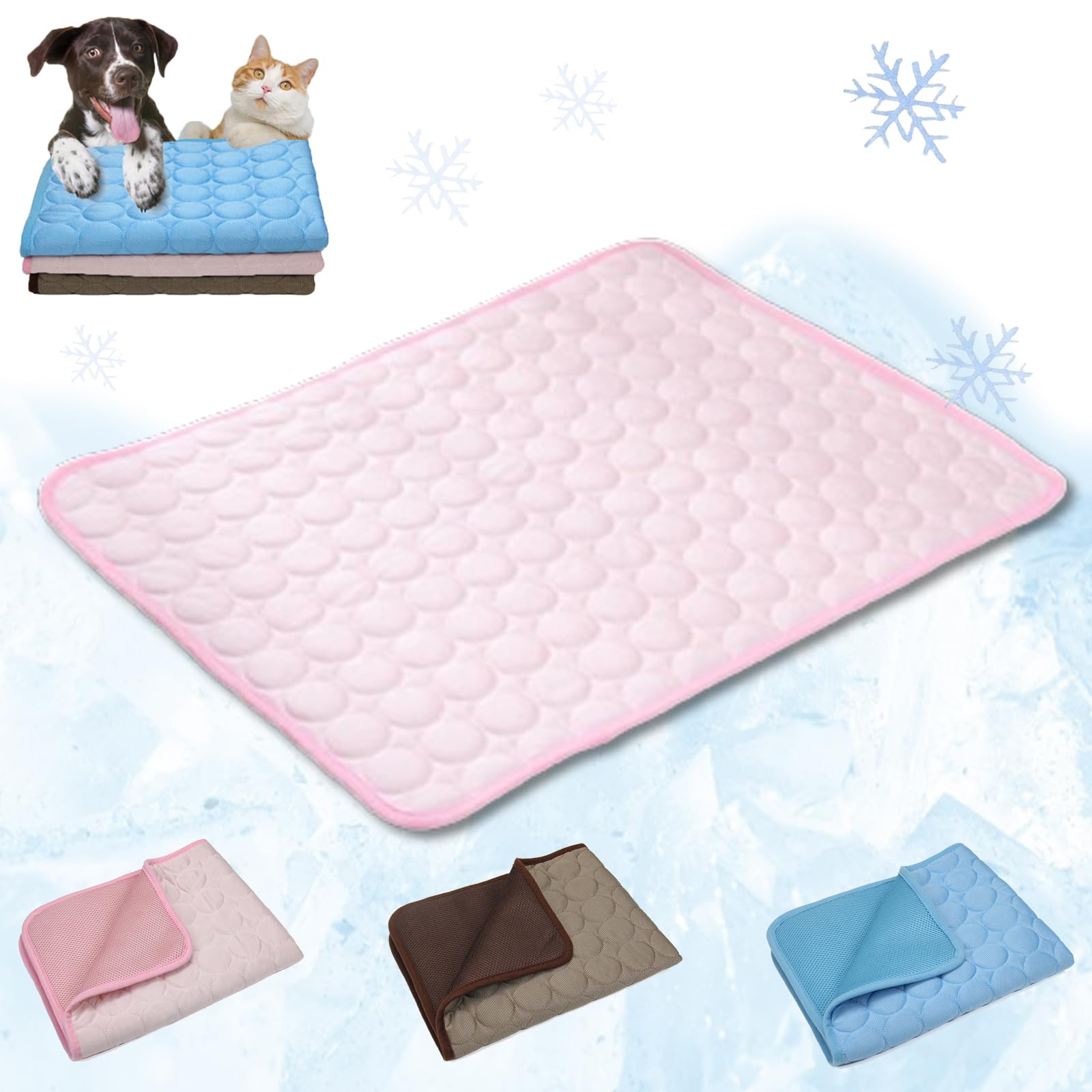 Pet Cool Mat,Cat and Dog Cooling Bed,ice Silk Cooling Pet Bed Breathable Washable Dog Sofa Bed,Portable Washable Pet Cooling Blanket, Summer Pet Ice Silk Cooling Pad