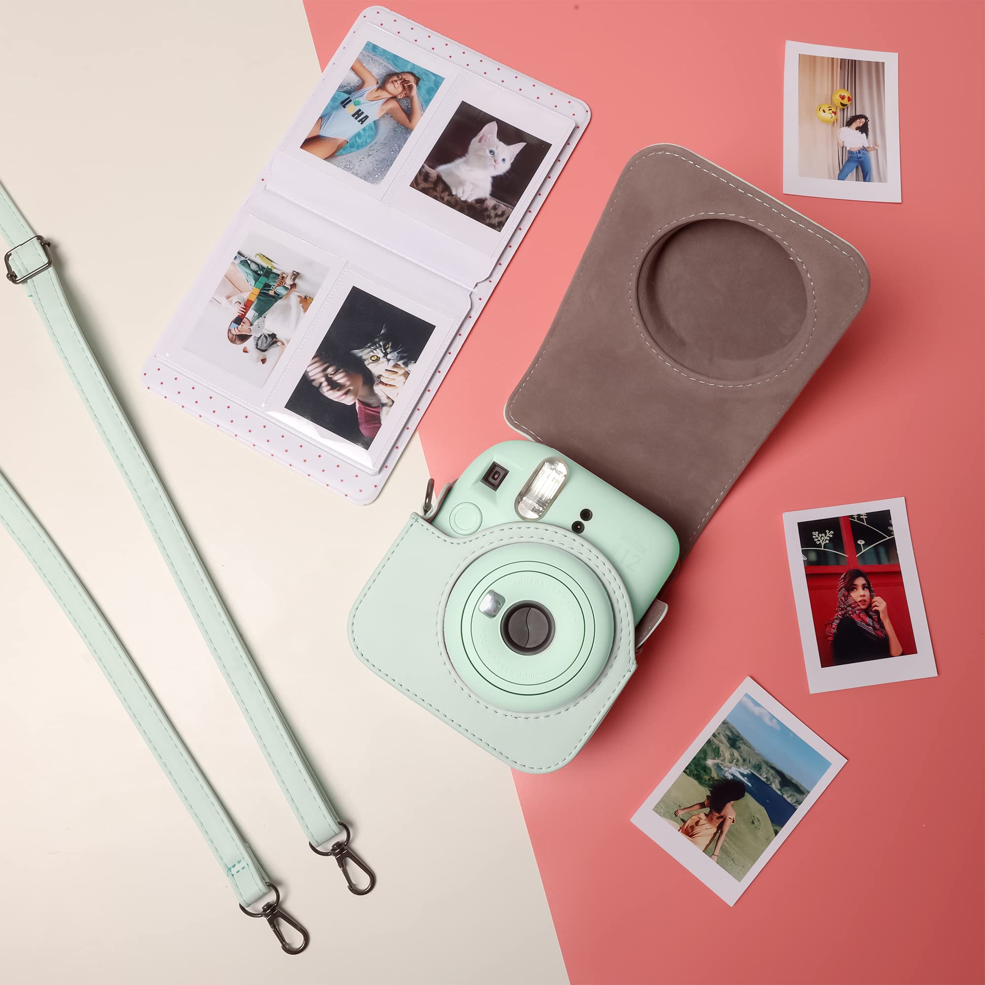 Accesorios para cámaras instantáneas Instax Mini 12, funda con 64 bolsillos álbum de fotos y filtro de color/marco