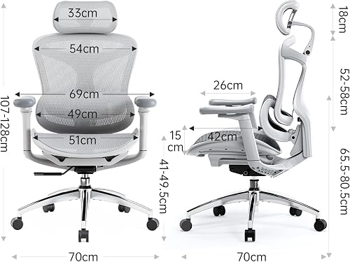 SIHOO Doro C300 Ergonomic Office Chair with Ultra Soft 3D Armrests, Dynamic Lumbar Support for Home Office Chair, Adjustable Backrest Desk Chair (White) - 12