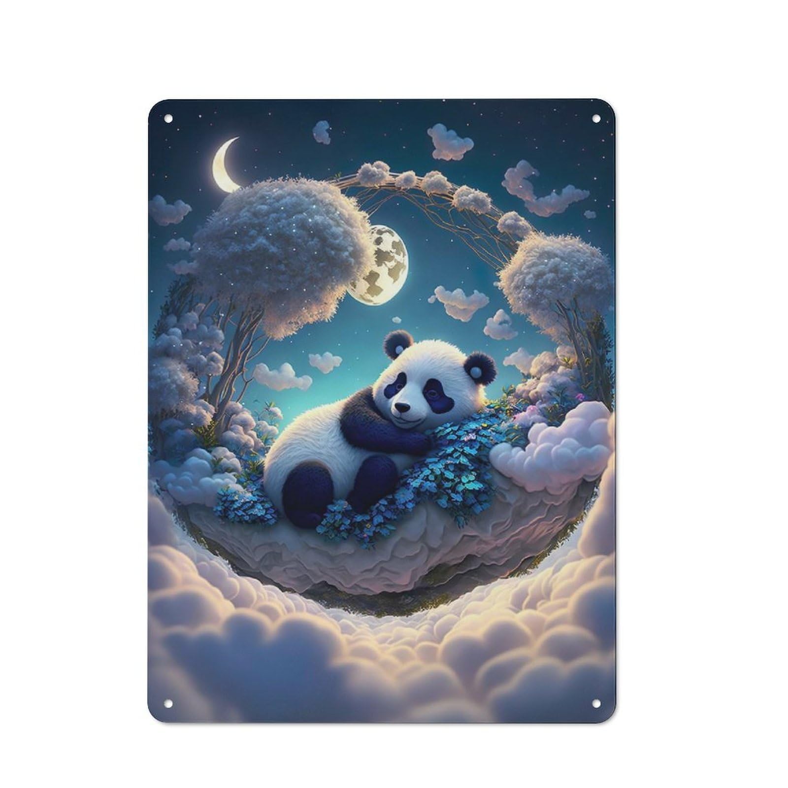Tin Wall Plaque 40x30cm with The Mystic Panda for Living Room Or Hallway, A Decorative Christmas Gift for Home Wall Decor Collectors