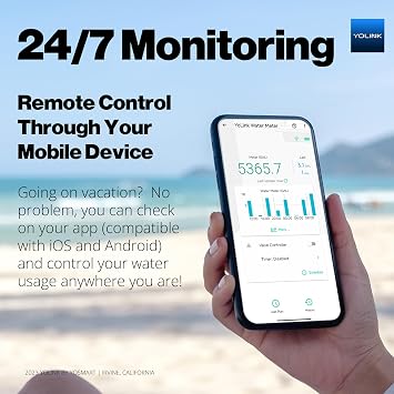 YoLink FlowSmart NSF Water Meter, Smart Water Usage Monitor and Water Leak Detection: 0.75 Inch Advanced Smart Home Water Meter, Hub Included, YS1603+YS5007