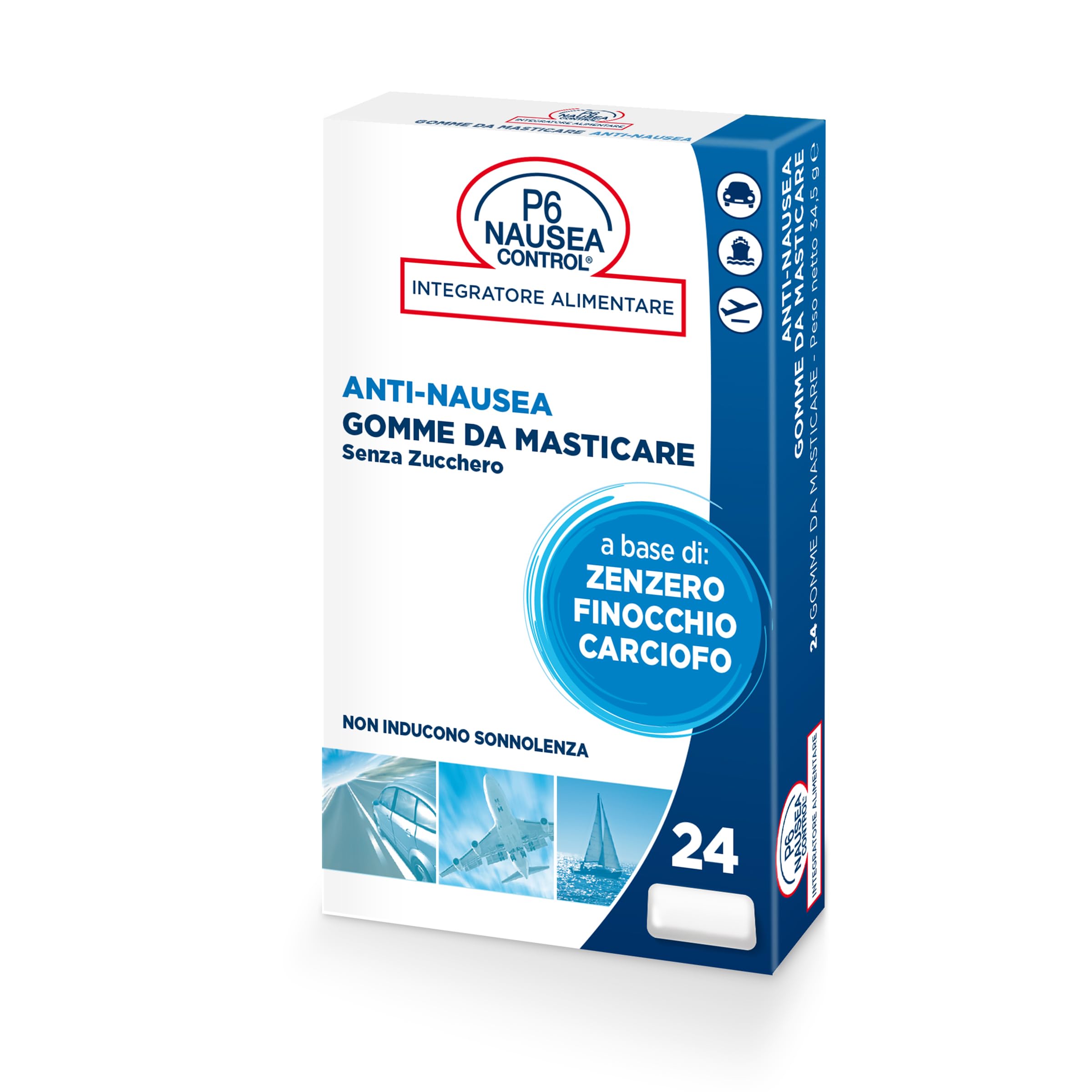 Consulteam P6 Nausea Control - Anti-Nausea Gomme da Masticare, 24 Gommes