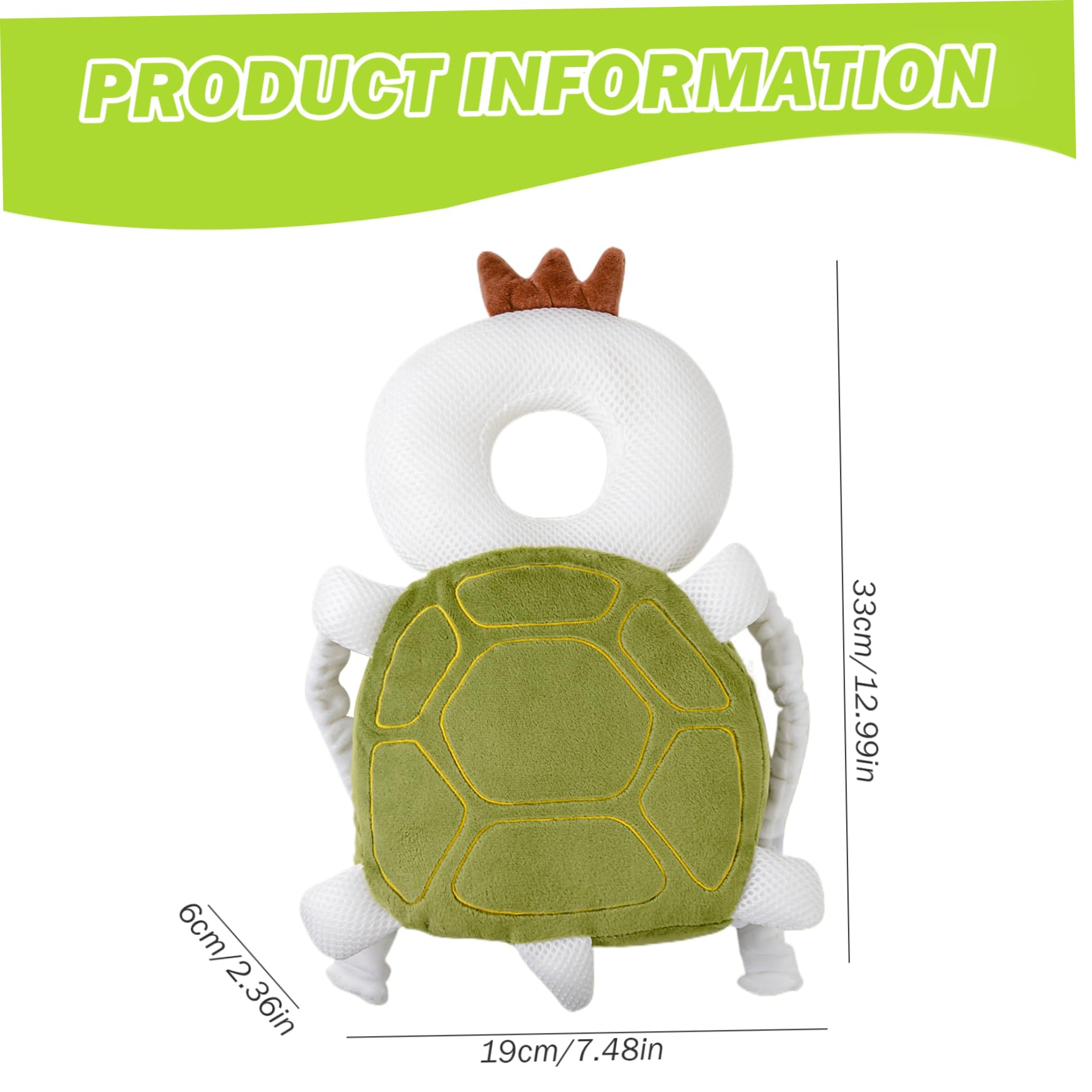 Baby Head Protector Sac à dos mignon Breatte de protection de tête en peluche avec une sangle à poitrine Absorption d'amortisseur Protecteur de tête pour la marche pour bébé, Turtle Baby Head Protect