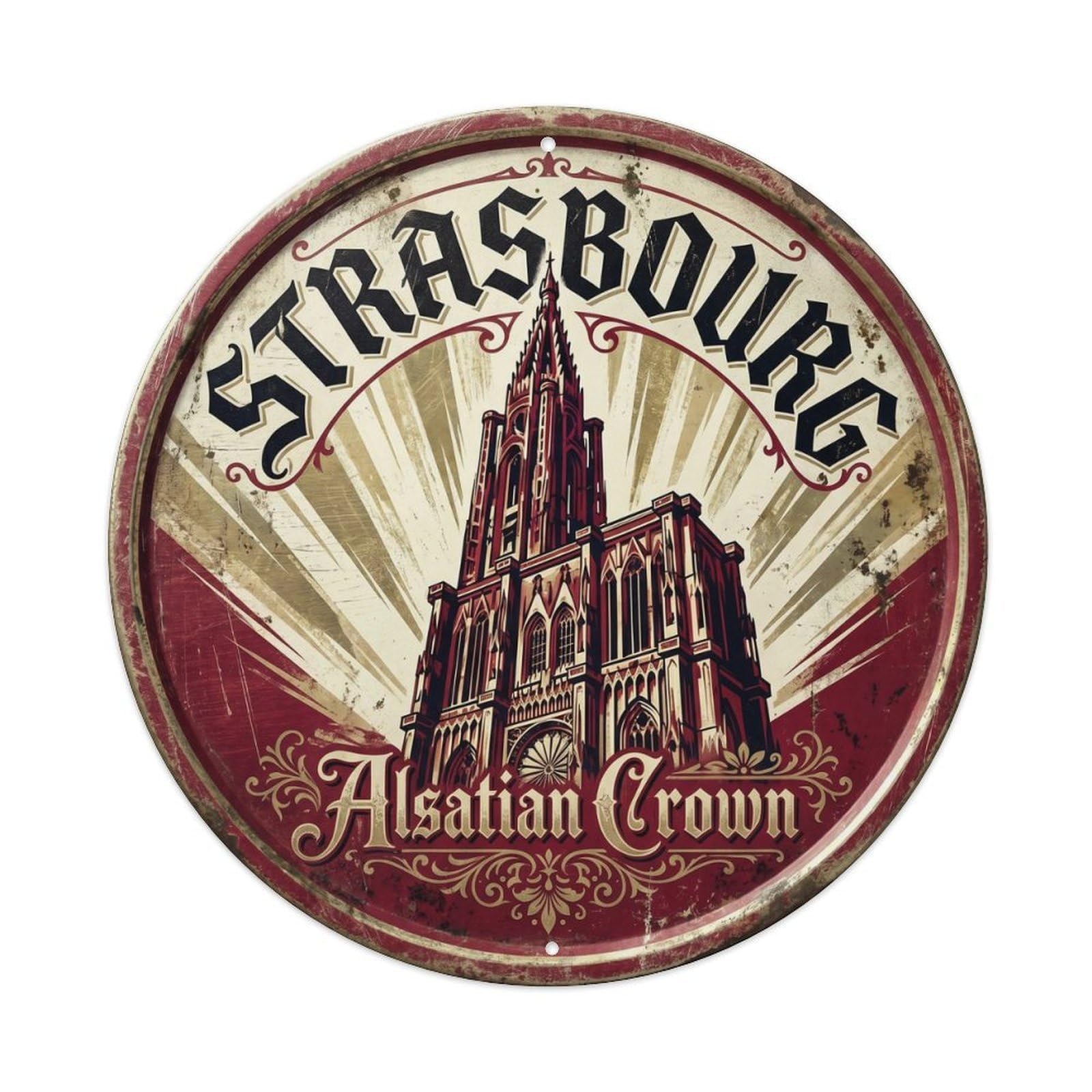 Cathedral Gothic Office Monument Metal Tin Sign Plaque Wall Decor for Cafe, Club, Garden Round Metal Poster 8x8Inch