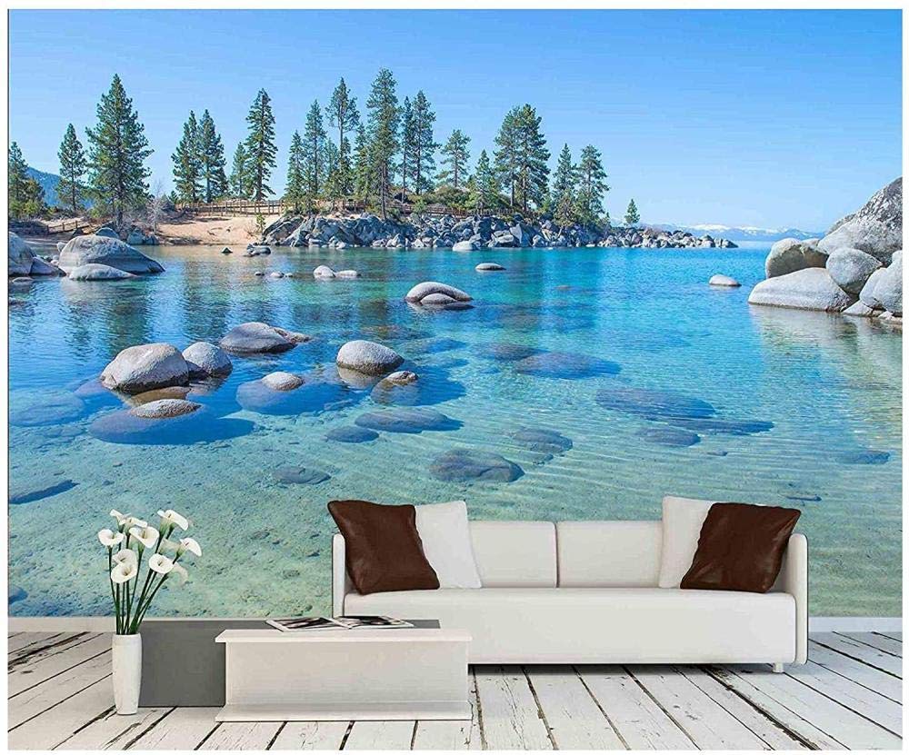 ZHEN WALLPAPER Natural Landscape with Fields and Forests Over Cloudy Sky - Removable Photo Wallpaper | Self-Adhesive Large Wallpaper 350 cm x 256 cm (137.8 x 100.8 inches)