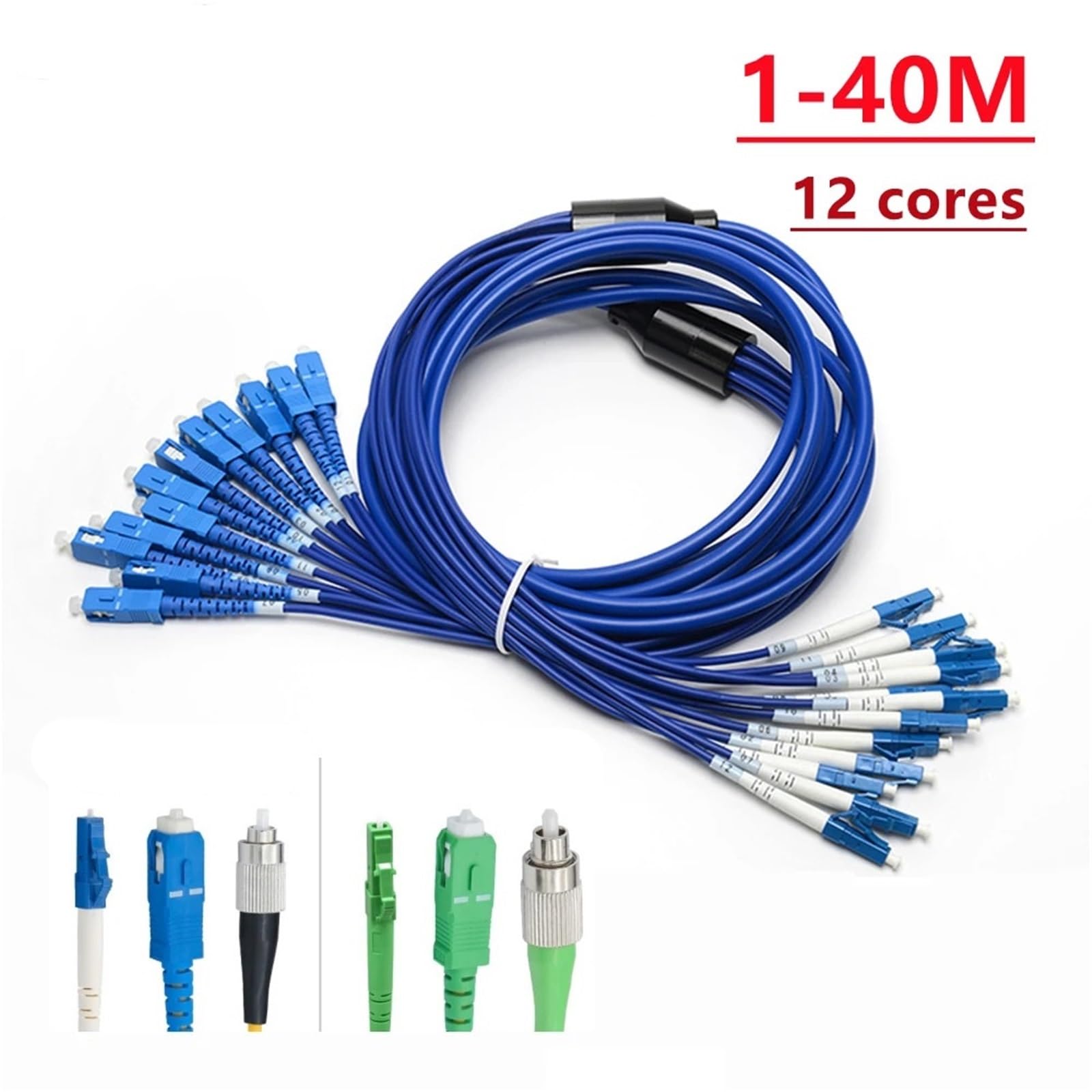 Ponticello corazzato SC 12 Core Blu 1-40m in Fibra Ottica for Esterni(15m 1pc LC-LC)