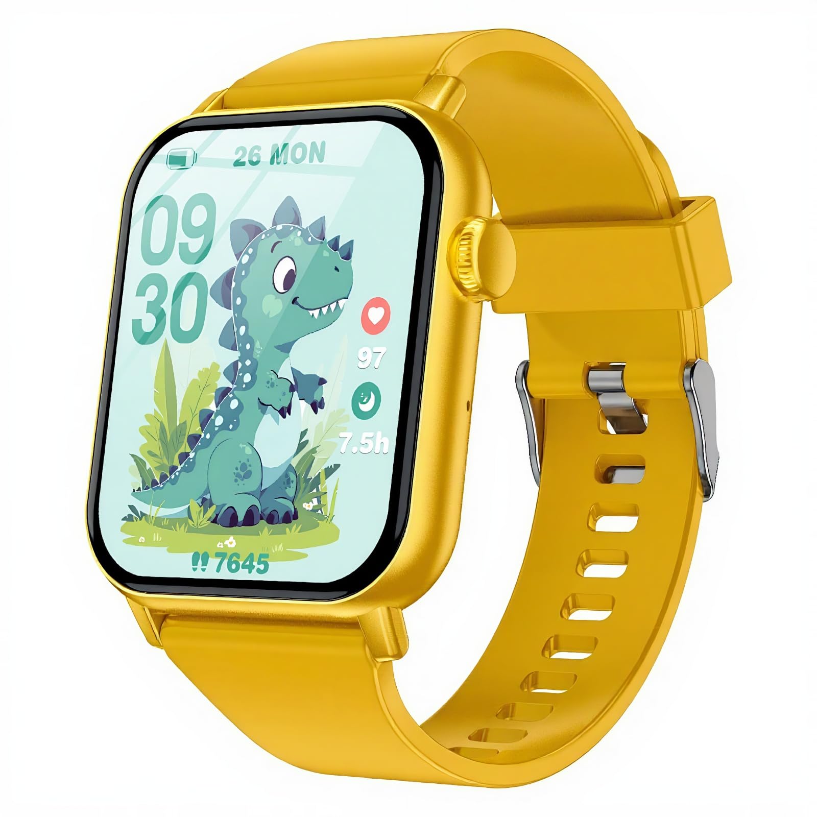 Smart Watch for Kids, 12 Puzzle Games HD Touch Screen Watches, Step Counter, Heart Rate and Sleep Monitor, Flashlight, 12/24 hr Educational Toys Birthday Gifts for Girls Ages 6-12 (Yellow)