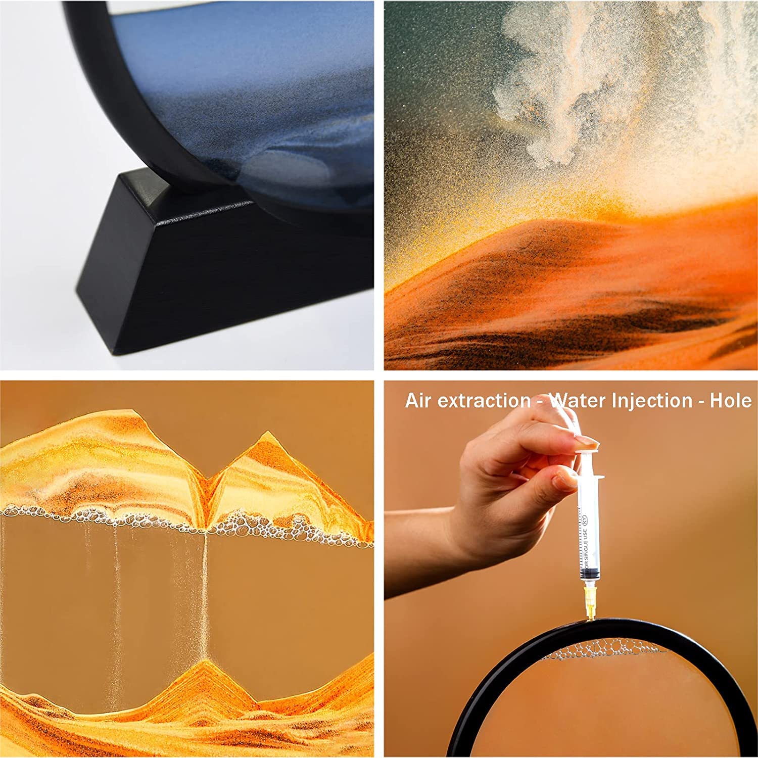 cornici pittura sabbie mobili, Moving Sand Art Picture 10 inch Round Glass Moving Sand Art Frame Sandscapes in Motion 3D Dynamic Quicksand Painting for Kids Adults Home Office Decoration Flowing Sand