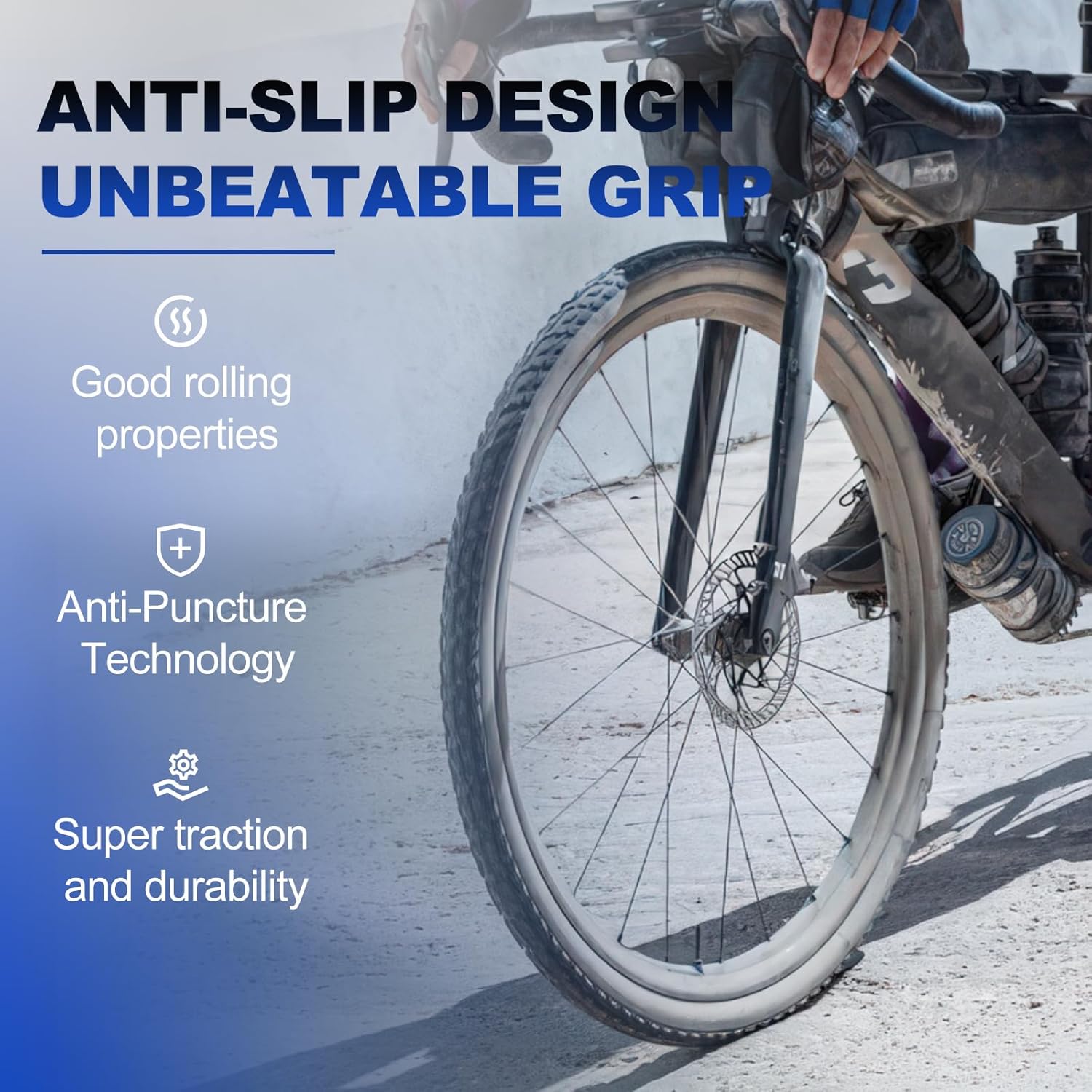 Hycline Gravel Bike Tires Set 2-Pack 700x38C/40C/42C All-Terrain Tires with Tubes & Levers