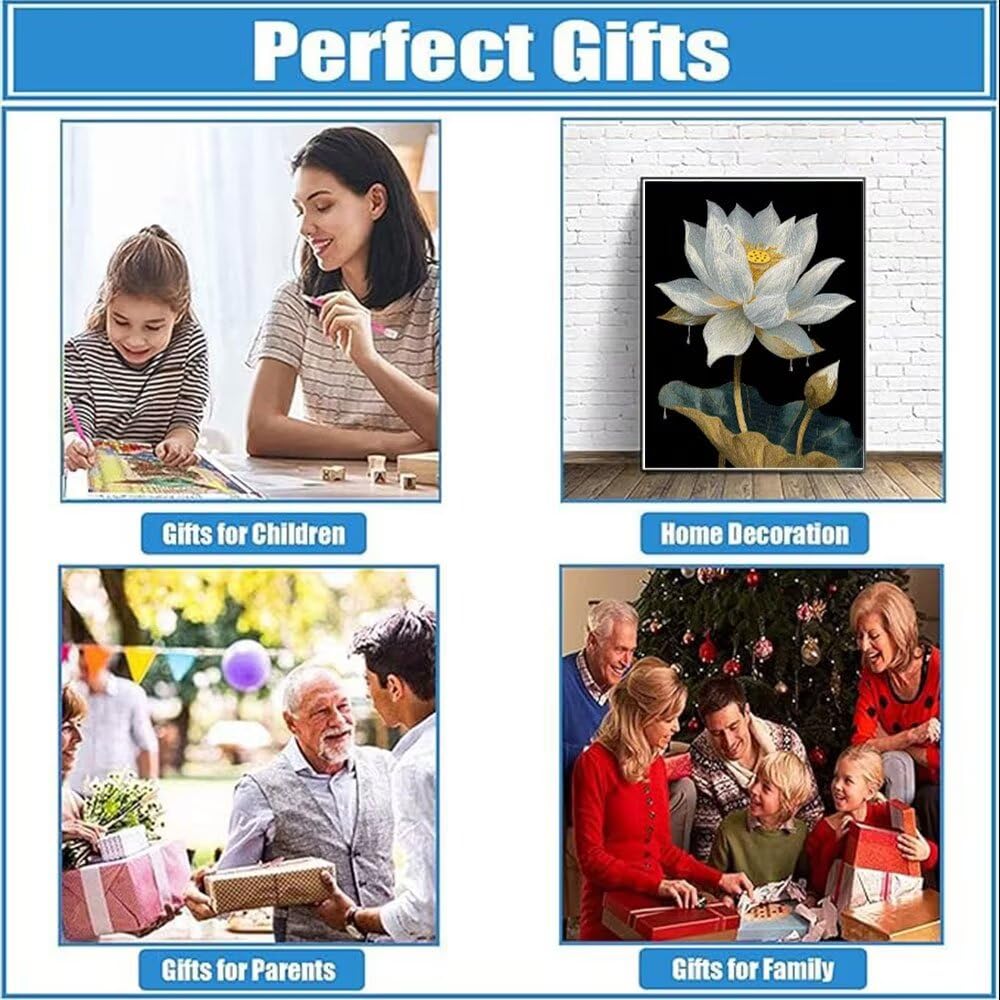 Biały Lotos Diamond Painting Zestawy Dorosłych, 5D Okrągłe Diamenty Malowanie Dzieci Malarstwo, Diamant Art Haft Cross Stitch Obrazy, Mozaika Sztuka Do Dekoracji Ściany Domu 100x130cm hJ8689