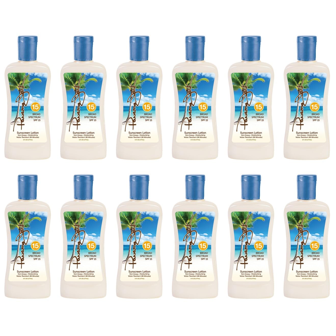 Panama Jack Sunscreen Suntan Lotion - SPF 15, Broad Spectrum UVA/UVB Protection, PABA, Paraben, Gluten & Cruelty Free, 6 FL OZ (Pack of 12)