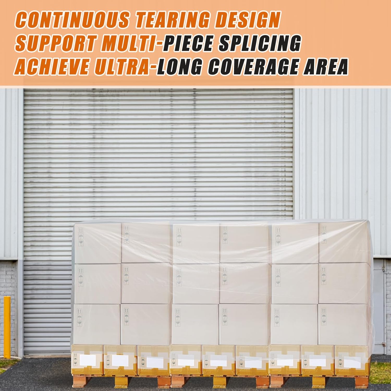 Pangda Plastic Pallet Cover Bags 60''l x 60''w 1.5 Mil (150 Bags/roll), Perforated Ldpe Pallet Top Sheeting, for Outdoors Temporary Dustproof Stacking Mat Warehouse Manufacture Truckload Shipments