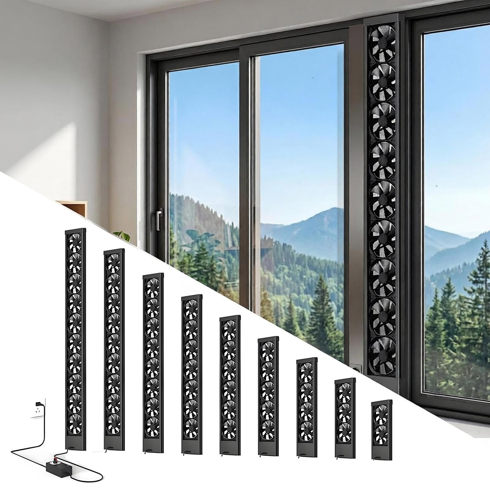 Ventilateur de Fenêtre Rétractable pour chambre, salle de bain et cuisine