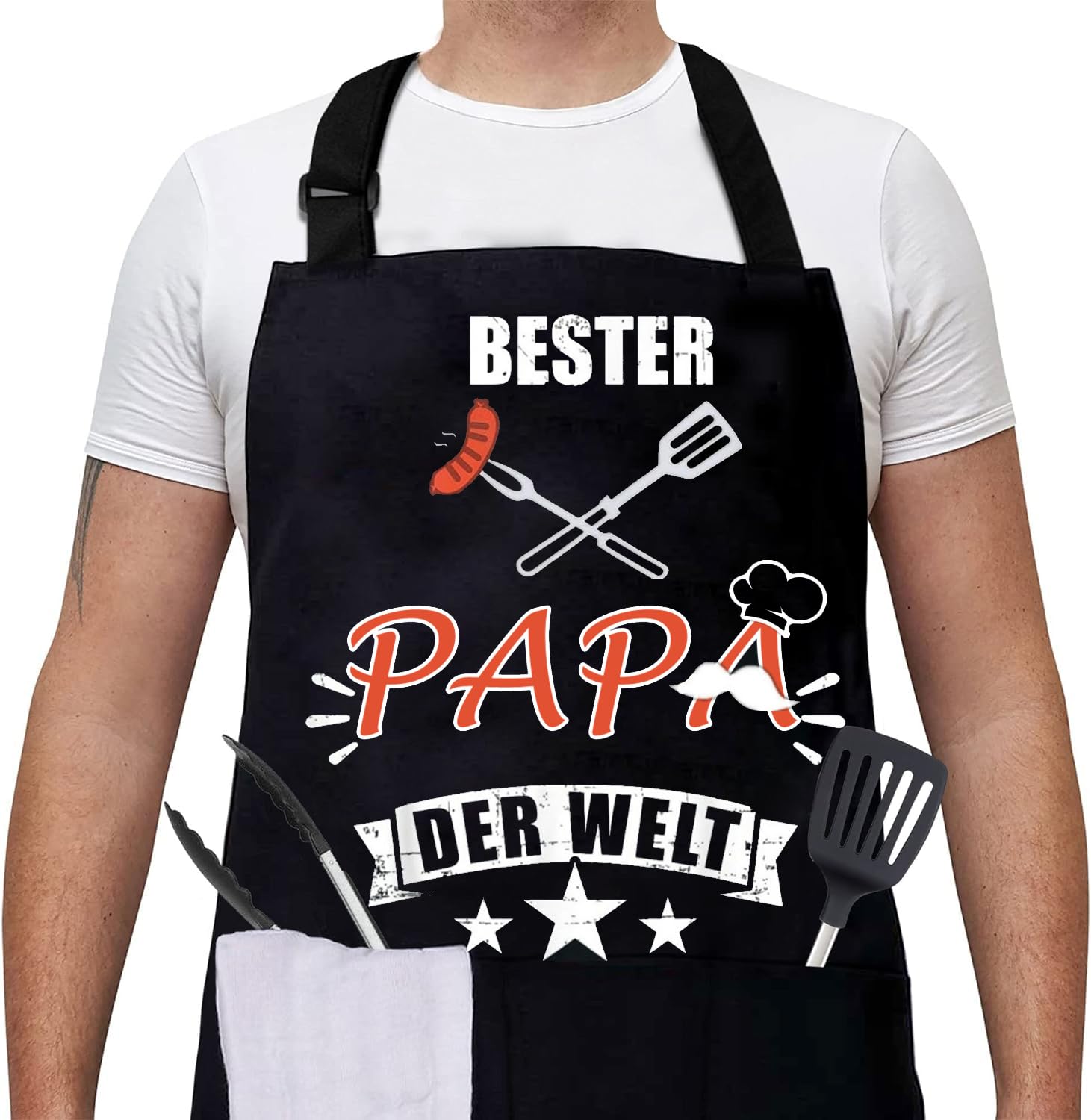 Gkmamrg Vatertagsgeschenk für Papa Kochschürze Vater Geschenk - Schürze Papa verstellbare Latzschürze Schürzen für Köche BBQ Malerei Backen Kochen Vatertag Geschenk