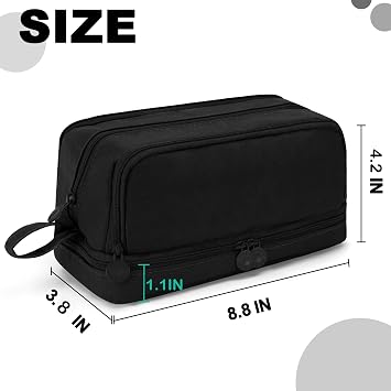 large capacity pencil case with compartments black pencil pouch school supplies for boys big pencils case for teen boys extra large special pen bag pencil bags with zipper pen cases for adults