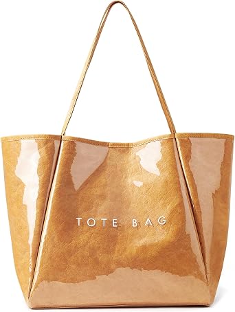 KALIDI PVC Tote Bag Women Large Kraft Paper Travel Beach Bag Jelly Purses