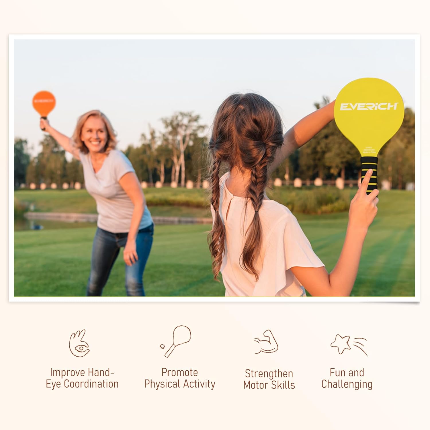 Paddle Ball Set – Indoor & Outdoor Racket Game for Kids, Teens, and Adults, Badminton & Camping Games Essentials, Fun for Beach, Yard, and Lawn Play All Year Round