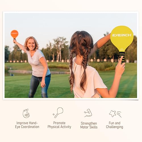 Miniatura 5 de EVERICH TOY Juego de pelotas de remo Juego de raqueta para interiores y exteriores para niños, adolescentes y adultos, juegos de bádminton y