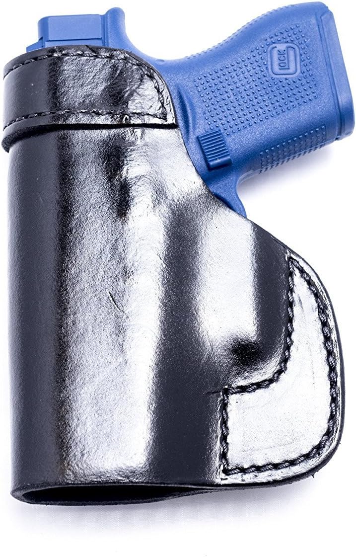 OUTBAGS USA LS2G43 (Black-Right) Full Grain Heavy Leather IWB Conceal Carry Gun Holster for Glock 43 G43 9mm. Handcrafted in USA.