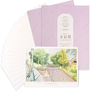 2 Pack of Paul Rubens Hande-made Watercolor Paper Hot Press, 100% Cotton Rag with Glitter Sparkling Effect, Acid-Free Paper 140lb/300gsm, 7.67"x 5.31" for Wet & Dry Mixed Media, 20 Sheets*2