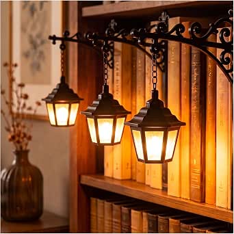 ECROSKO Vintage LED Bookshelf Lantern Lights, 3-Pack