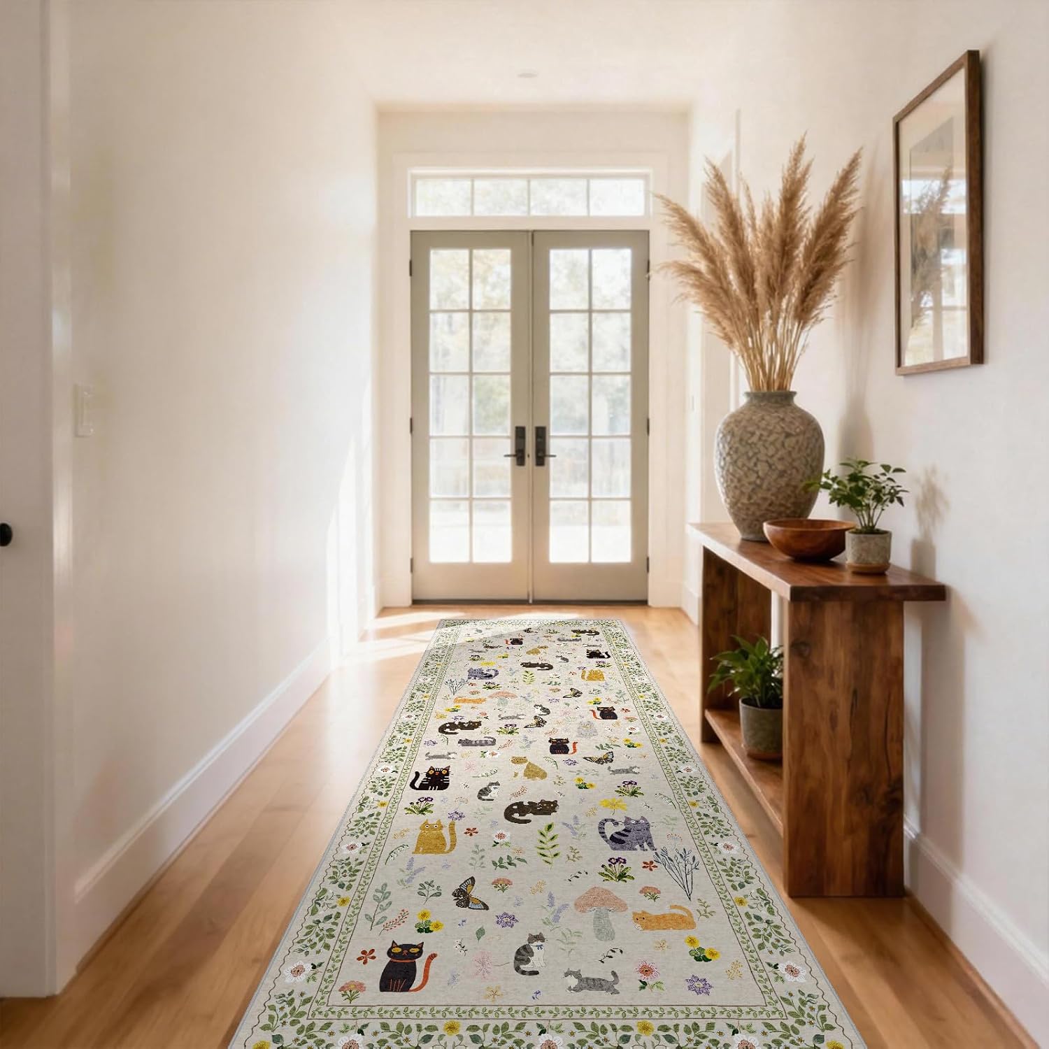 3x7 Washable Rug Runner, Non Slip Low Pile Hallway Cat Runner Rug, Stain Resistant Pet & Kids Friendly Carpet for Kitchen, Entryway, Bedroom, Living Room, Laundry Room