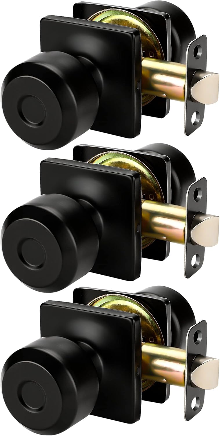 goldenwarm Black Passage Door Knobs, Square Knob Faceplate Closet Door