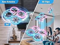 Vista 3 de Q9s Drones for Kids,Cool RC Drone with Altitude Hold and Headless Mode,Hobby Quadcopter with Blue&Pink Light,2 Batteries and Remote Control,Birthday