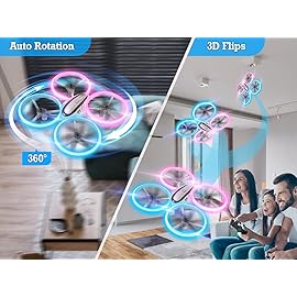 Q9s Drones for Kids,Cool RC Drone with Altitude Hold and Headless Mode,Hobby Quadcopter with Blue&Pink Light,2 Batteries and Remote Control,Birthday and Xmas Gifts Toys for Boys and Girls,Pink