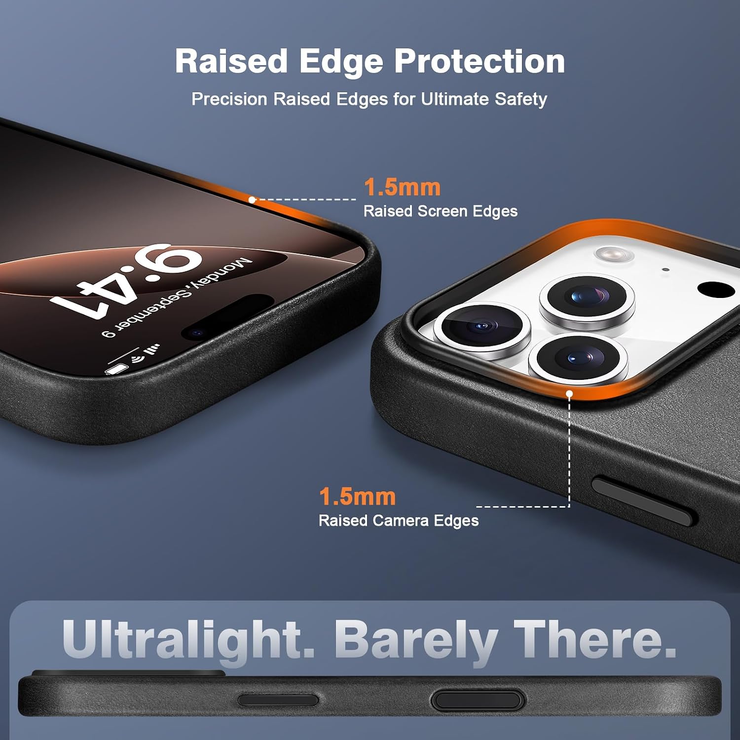 ICARER iPhone 17 Pro Max Case, Genuine Leather Case, Compatible for MagSafe Wireless Charging, Compatible with Apple iPhone 17 Pro Max 6.9 inch 2025 Model (Black)