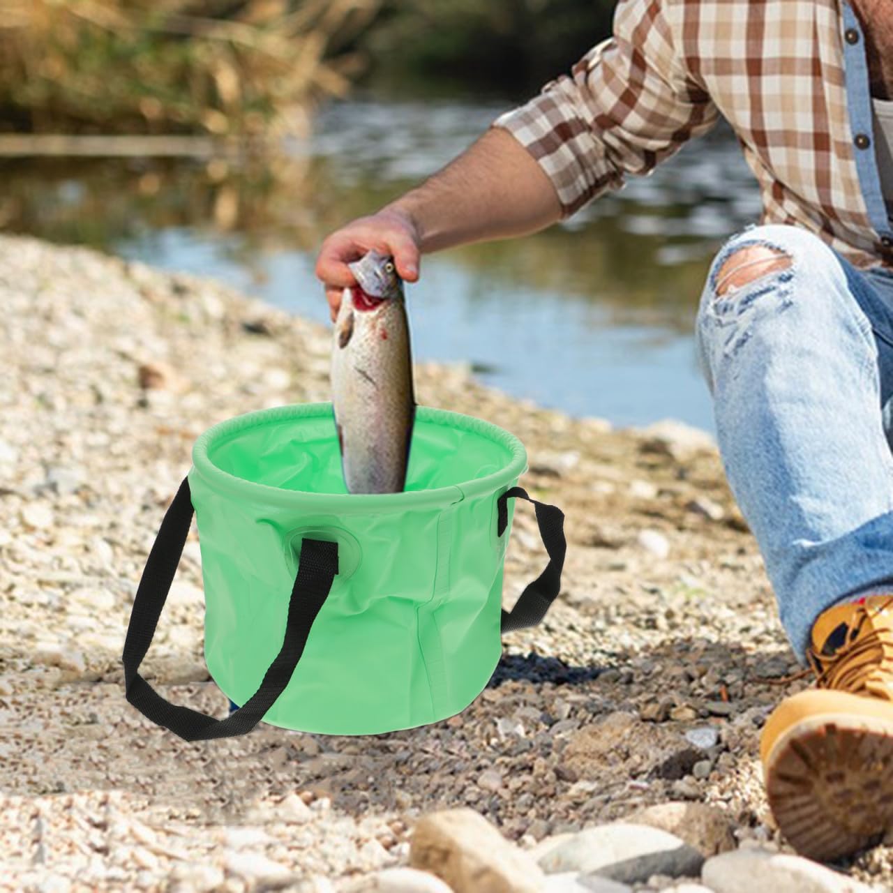 DECHOUS Secchio Richiudibile 10l Blu, Leggero per Campeggio