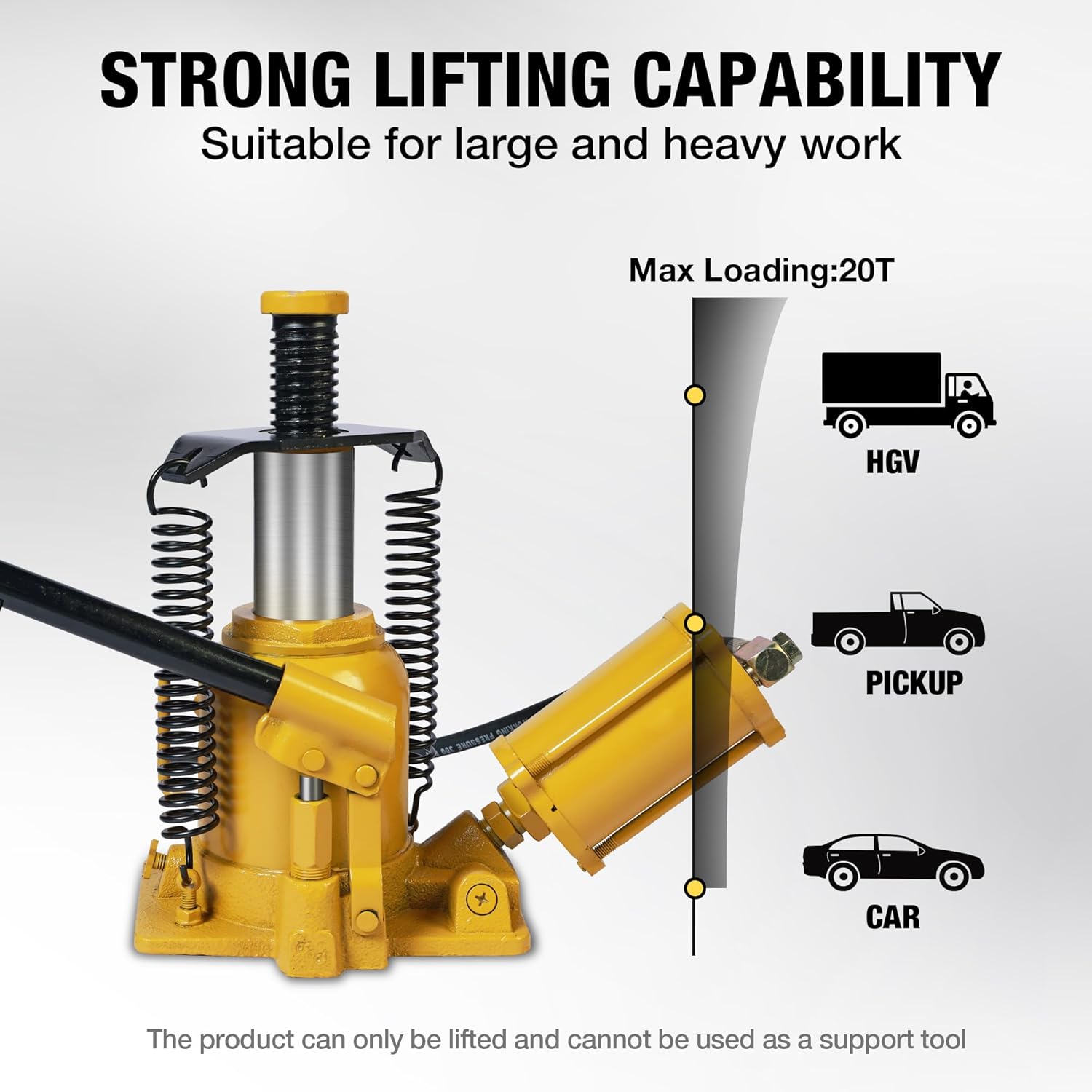 YELLOW JACKET Air Hydraulic Bottle Jack 20 Ton with Aluminum Alloy Pump and Unique Slow Release Equipment